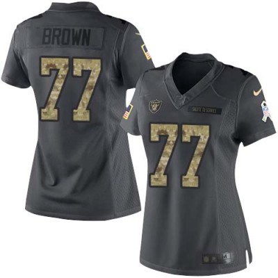 Nike Las Vegas Raiders #77 Trent Brown Black Women's Stitched NFL Limited 2016 Salute to Service Jersey